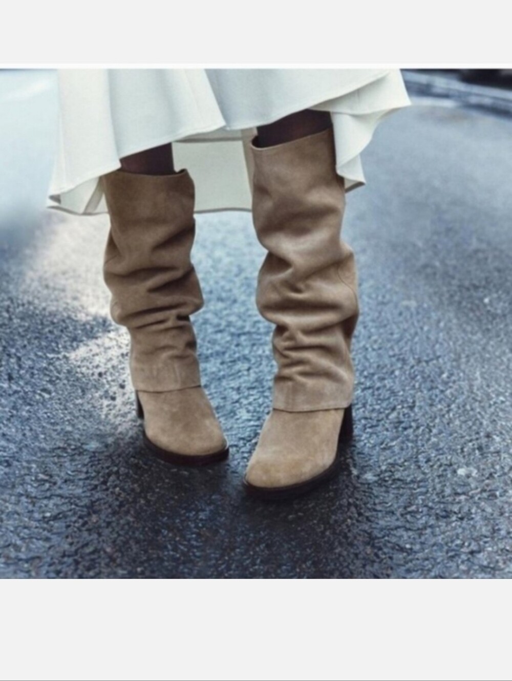 NWOT Zara Block Heel Leather GAITER Boots